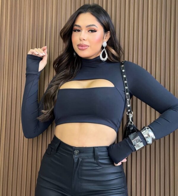 Cropped Astena Poliamida Preto - Imagem 2