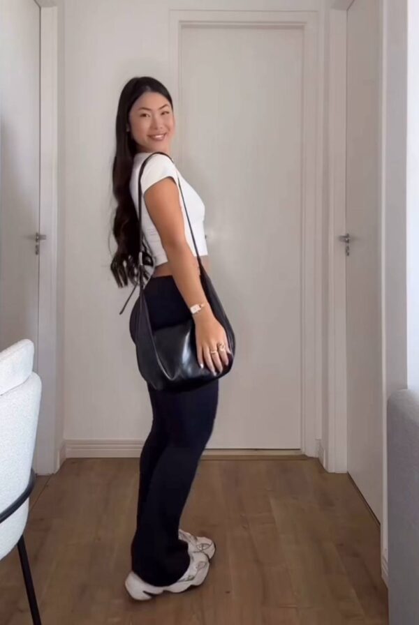 Calça Flare Poliamida Preta - Imagem 8