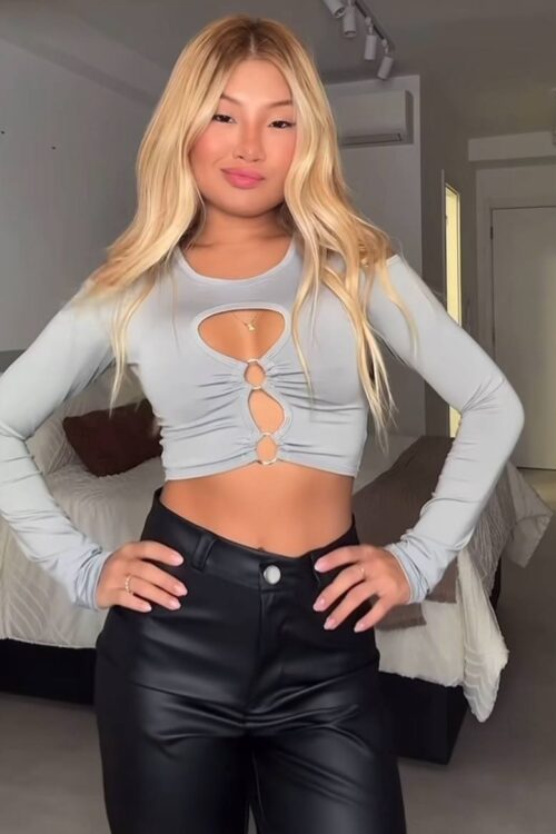 Cropped Triz Poliamida Cinza