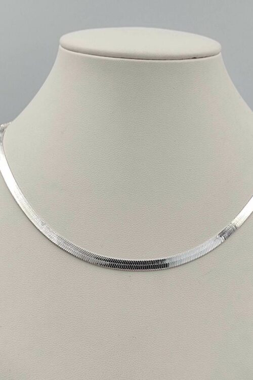 Colar Choker Folheada A Prata - Fita 3 Mm