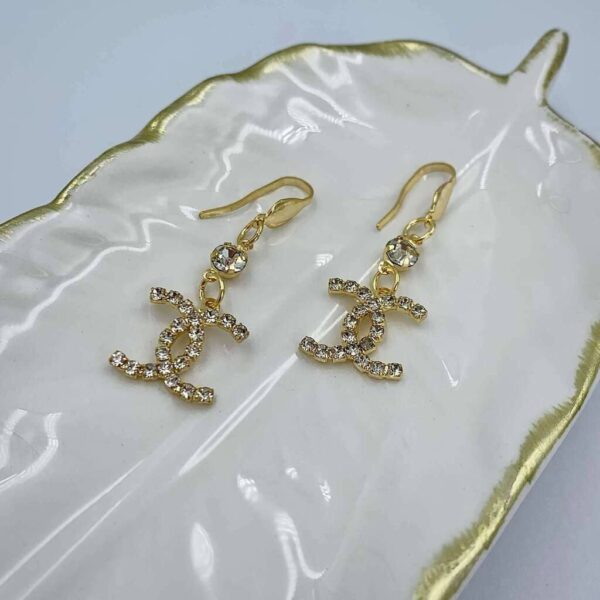 Brinco Pino Gancho + Strass Com Cc Cravejado - Imagem 3