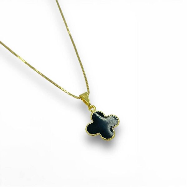 Conjunto Colar + Brinco Folheado A Ouro - Inspiração Virginia Fonseca Corrente Veneziana (Trevo Preto) - Imagem 5