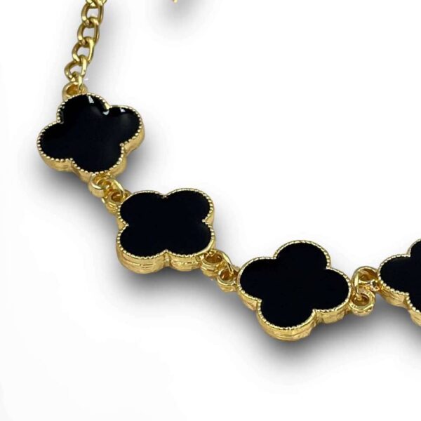 Colar Choker Banhado - Inspiração Virgínia 5 Trevos (Preto) - Imagem 3