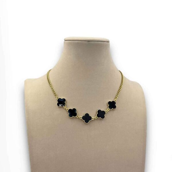Colar Choker Banhado - Inspiração Virgínia 5 Trevos (Preto) - Imagem 4