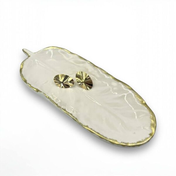 Brinco Folheado A Ouro - Oval Orgânico Martelado - Imagem 2