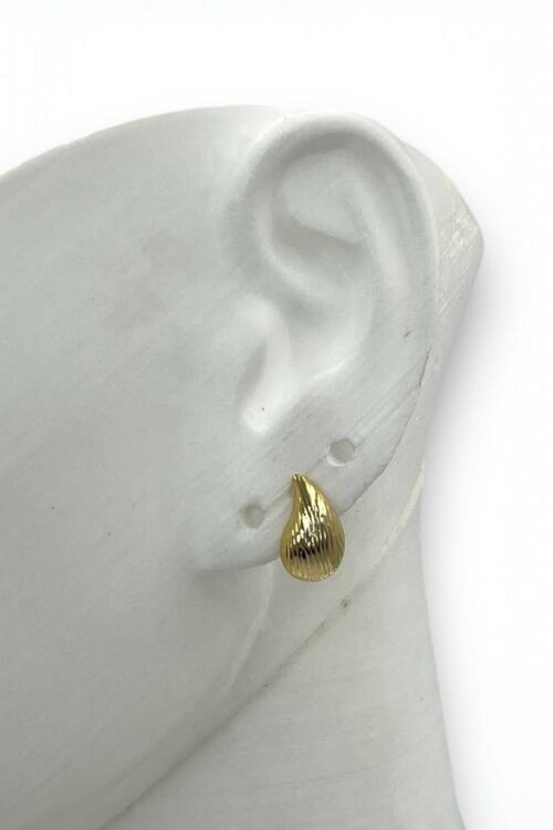 Brinco Folheado A Ouro - Mini Gota Curved Com Textura