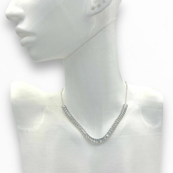 Colar Choker Folheado A Prata - 16 Cm Zircônia Quadrada - Imagem 2