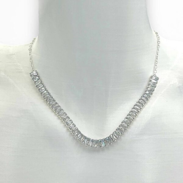 Colar Choker Folheado A Prata - 16 Cm Zircônia Quadrada