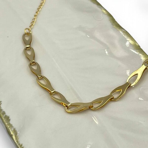 Colar Choker Folheado A Ouro - Design Drop - Imagem 2