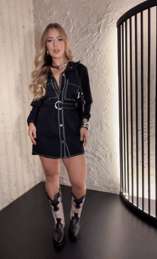 Conjunto De Chemise + Shorts Preto Adriana - Imagem 4