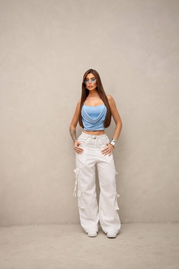 Calça Cargo Linho Wide Leg Bratz Branca - Imagem 4