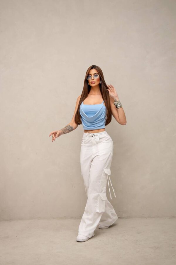 Calça Cargo Linho Wide Leg Bratz Branca - Imagem 6