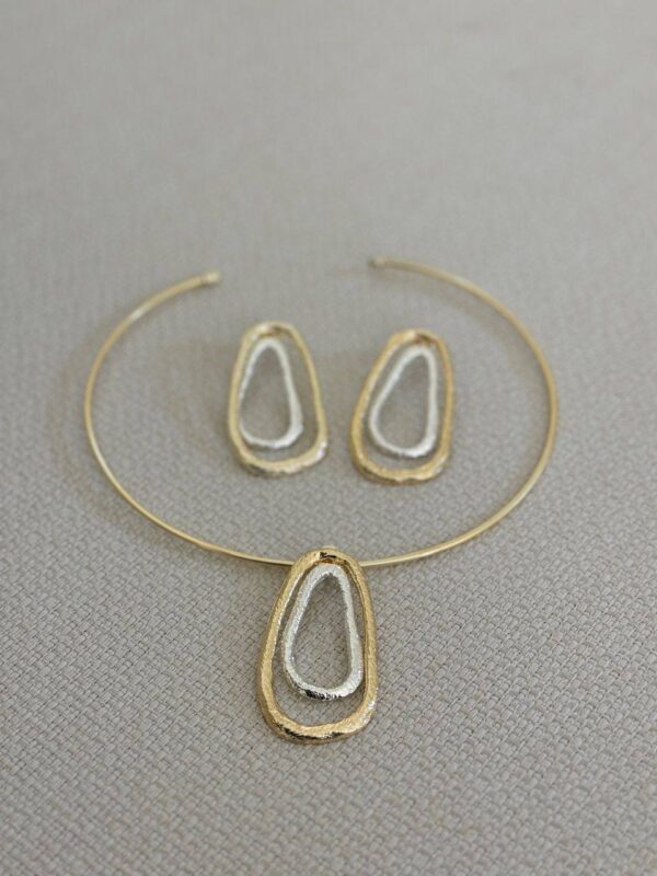 Conjunto De Colar Choker + Brinco 2 Banhos - Imagem 3