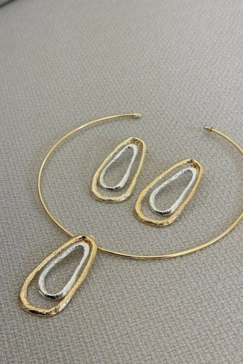 Conjunto De Colar Choker + Brinco 2 Banhos
