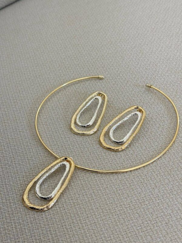 Conjunto De Colar Choker + Brinco 2 Banhos