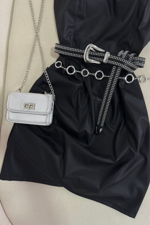 Vestido Courino com Alcinha Preto