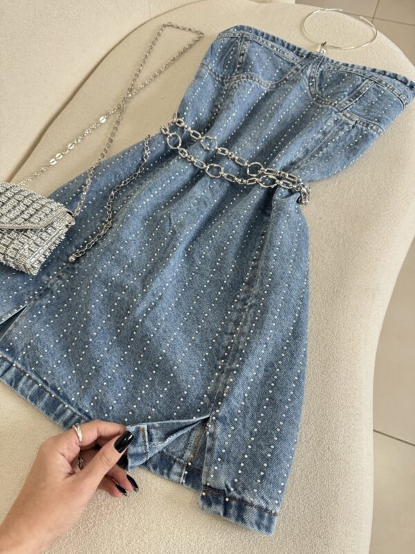 Vestido Jeans Com Strass Lavic - Imagem 2