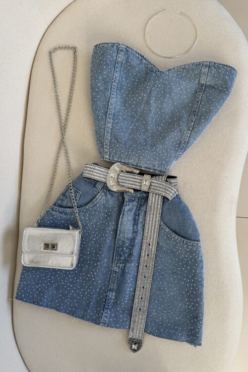 Cinto Country Strass Luxo Prata