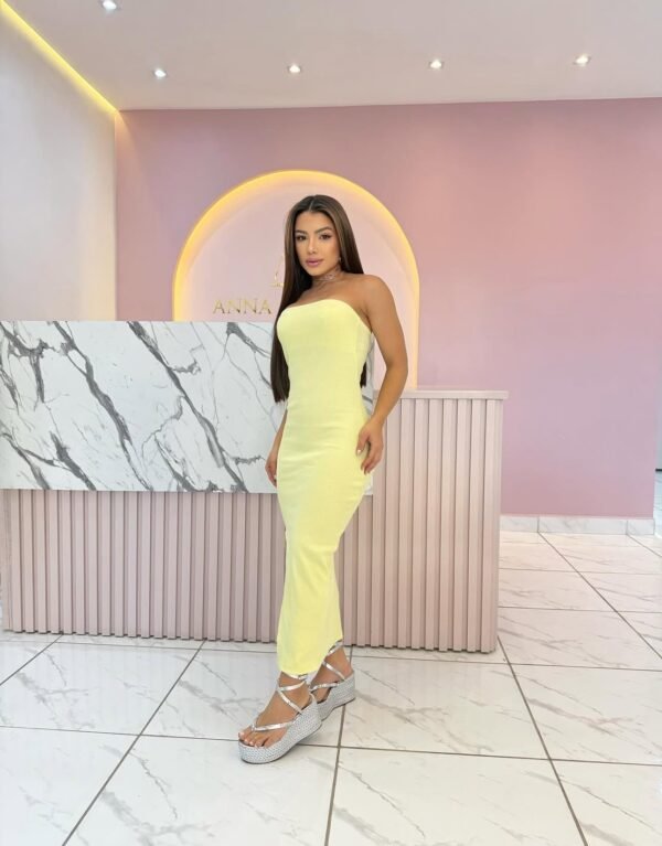 Vestido Tomara Que Caia Mid Valentina Amarelo - Imagem 2
