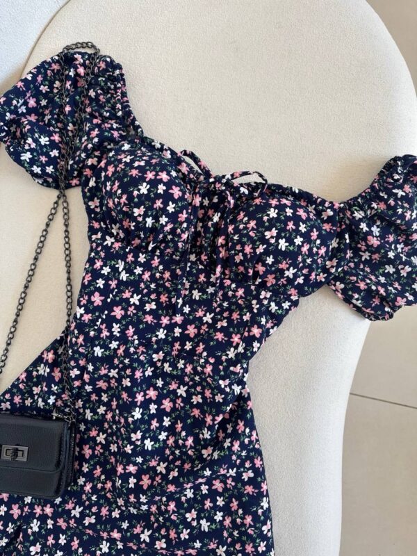 Vestido/macaquinho Camponesa Floral Azul Claro - Imagem 2