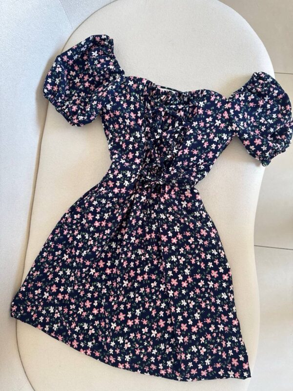 Vestido/macaquinho Camponesa Floral Azul Claro - Imagem 5