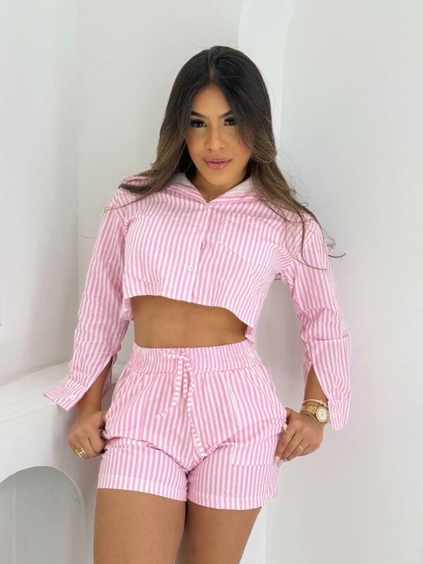 Conjunto Listras Zarah Rosa