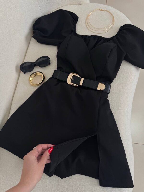 Cinto Elástico Preto Com Fivela Dourada - Imagem 3