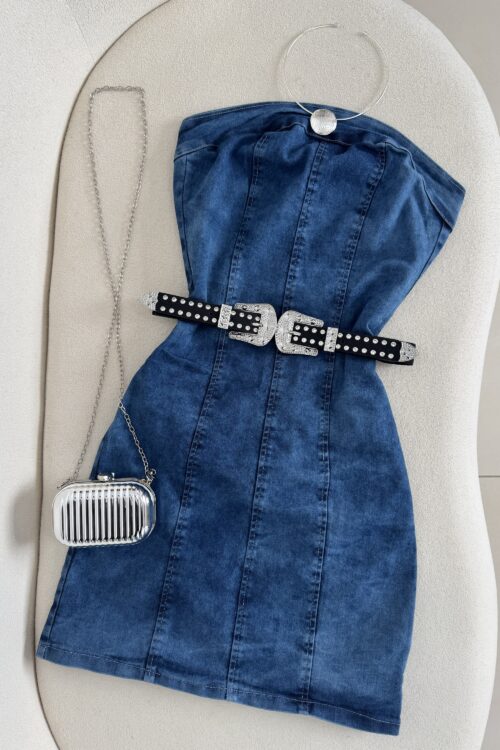 Vestido Jeans Tomara Que Caia com Lycra