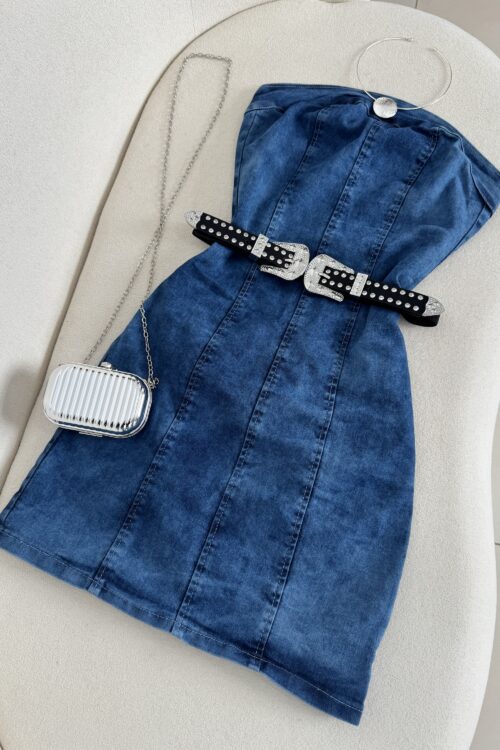 Vestido Jeans Tomara Que Caia com Lycra