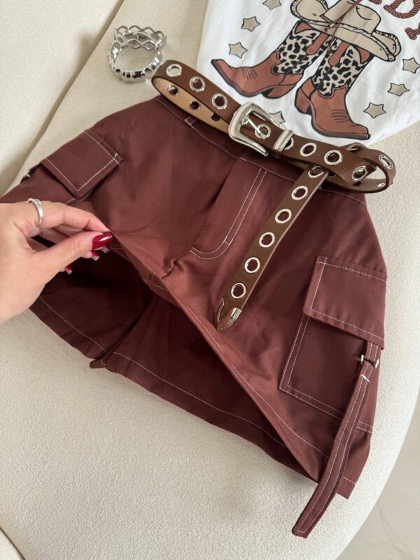 Saia Shorts Cargo Marrom Paula - Imagem 3