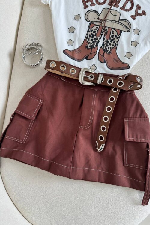 Saia Shorts Cargo Marrom Paula