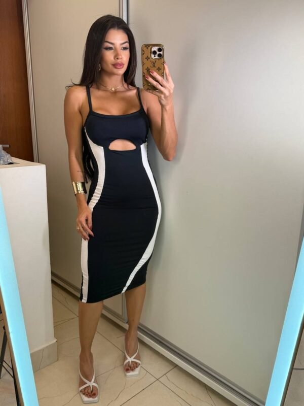 Vestido Mid Fluity Bicolor Preto - Imagem 2
