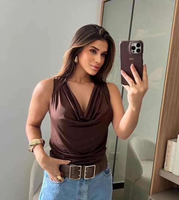 Blusa 2 Em 1 Helena Marrom - Imagem 3