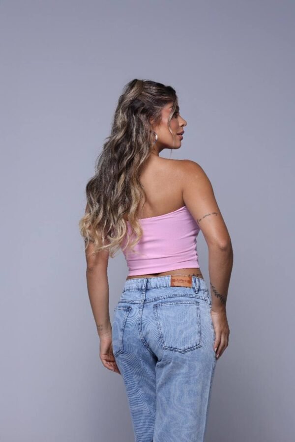 Cropped Tube Poliamida 2 Em 1 Rosa com Marrom - Imagem 3