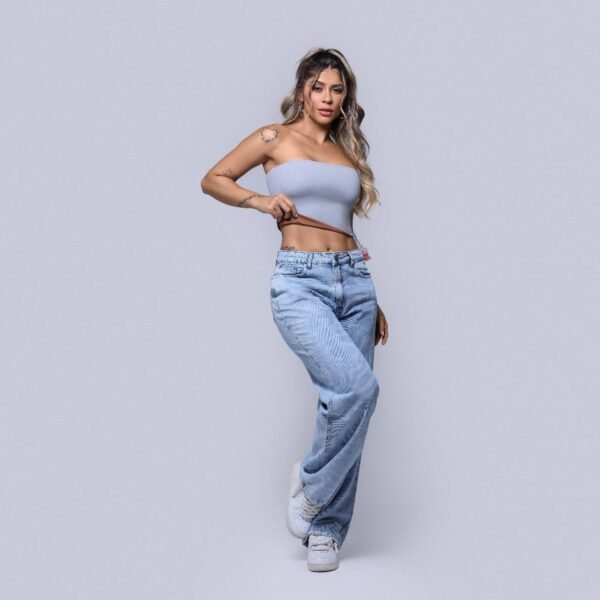 Cropped Tube Poliamida 2 Em 1 Marrom com Cinza - Imagem 3