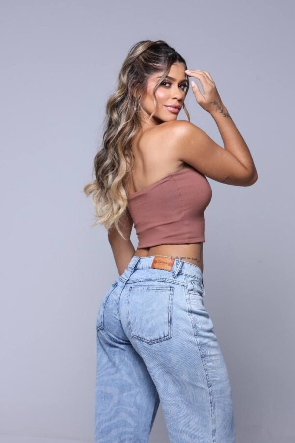 Cropped Tube Poliamida 2 Em 1 Marrom com Cinza - Imagem 6