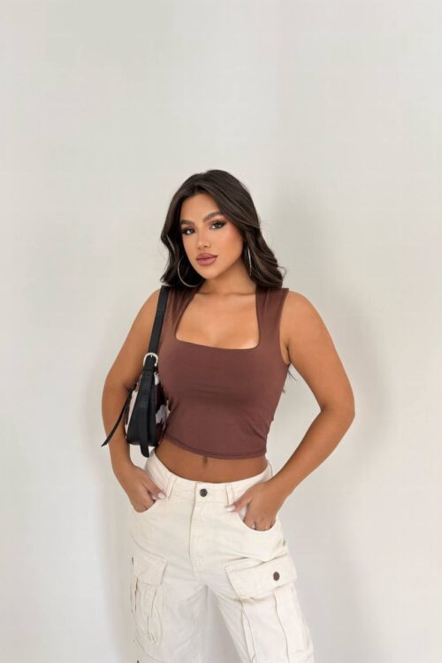 Cropped Vicky Marrom