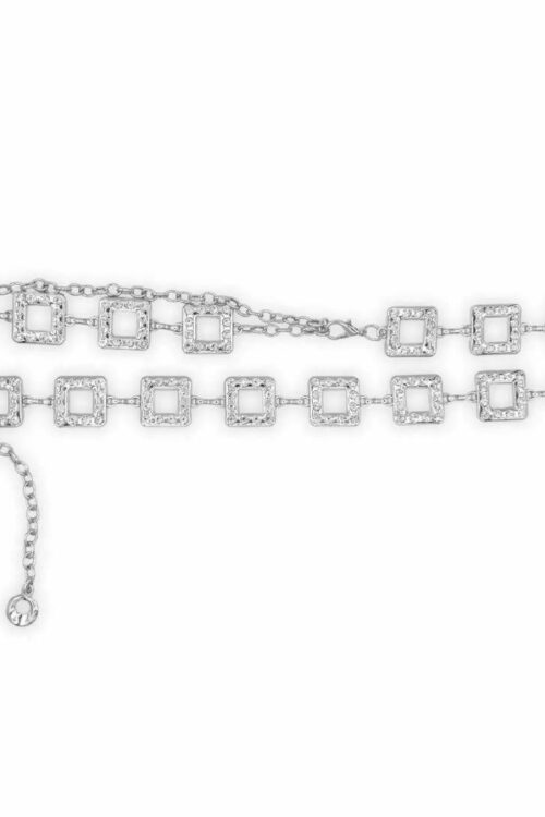 Cinto Corrente Luxo Strass Prata
