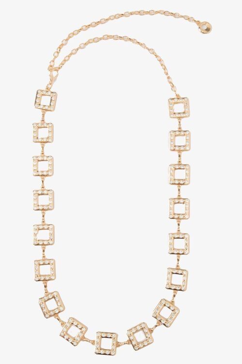 Cinto Corrente Luxo Strass Dourada