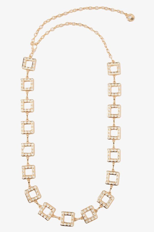 Cinto Corrente Luxo Strass Dourada