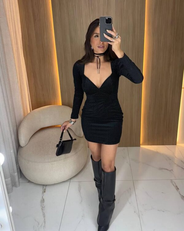 Vestido Selena Veludo Preto - Imagem 3