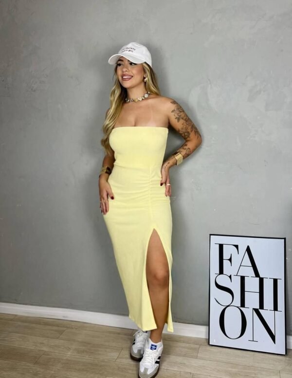 Vestido Tomara Que Caia Mid Valentina Amarelo - Imagem 5