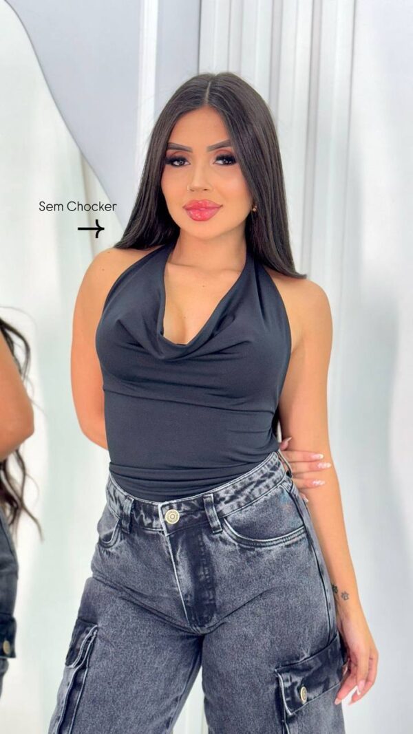 Body Gola Boba (Choker Removível) Preto - Imagem 2