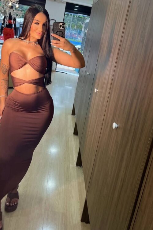 Vestido Longo Tomara Que Caia Tati Marrom