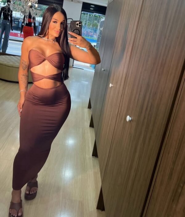 Vestido Longo Tomara Que Caia Tati Marrom - Imagem 2