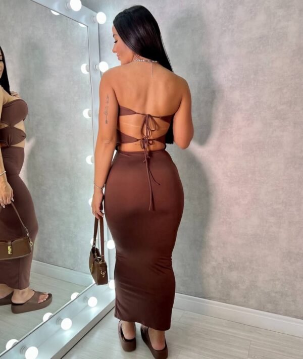 Vestido Longo Tomara Que Caia Tati Marrom - Imagem 3