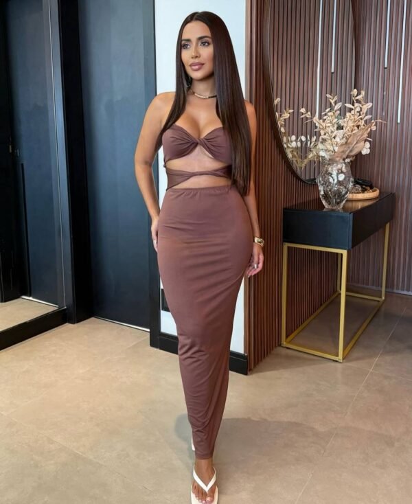 Vestido Longo Tomara Que Caia Tati Marrom
