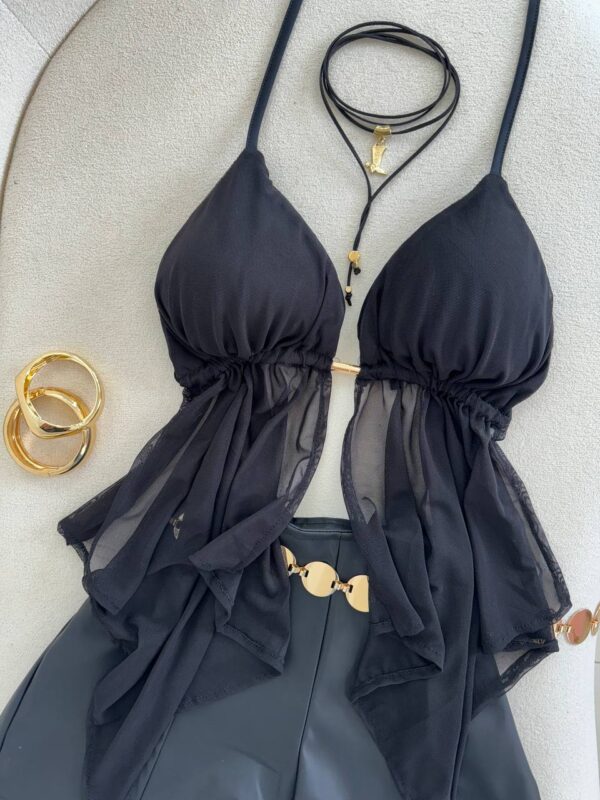 Cropped Bata em Tule Preto - Imagem 2