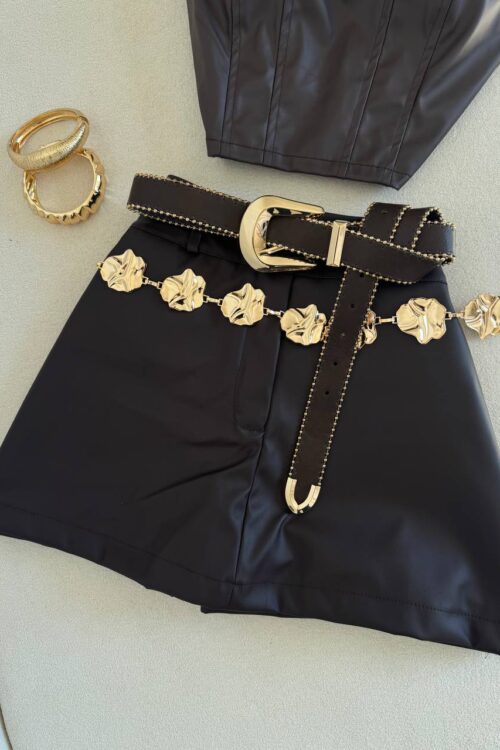 Shorts Saia Courino Sabrina Marrom