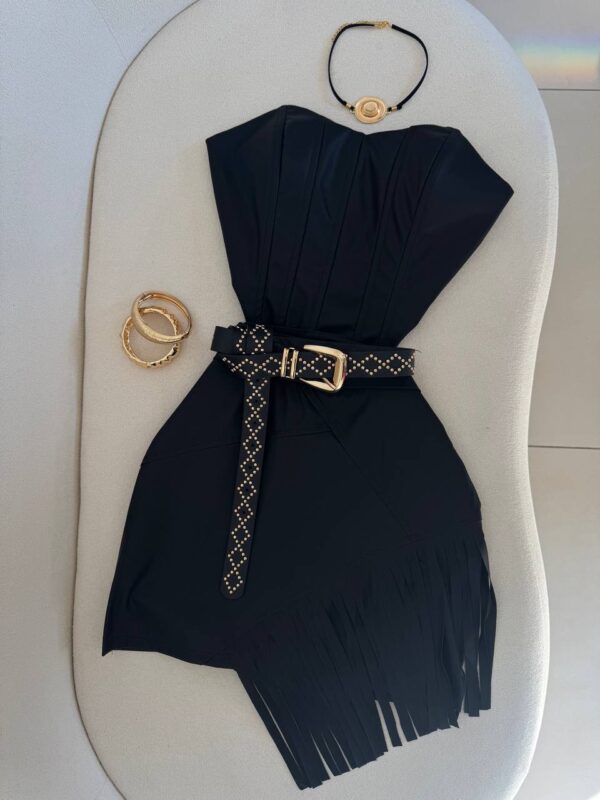 Cinto Preto Com Fivela Dourada Marli